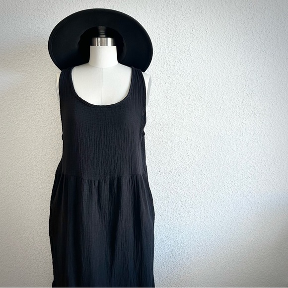 COIN 1804 MINIMALIST 100% COTTON RESORT WEAR SUSTAINABLE TIERD MAXI DRESS (0824) - Picture 4 of 7